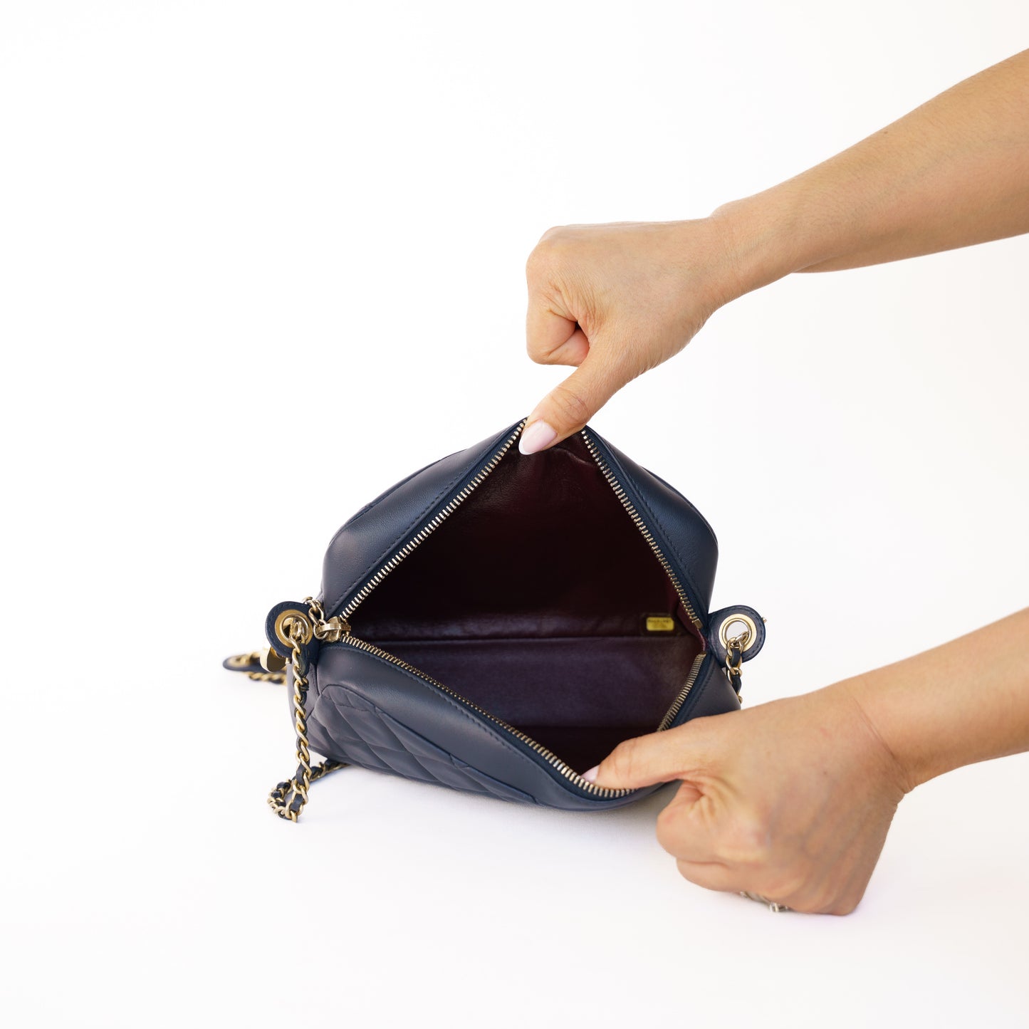 Chanel Quilted Lambskin Camera Bag in Navy 050326B03