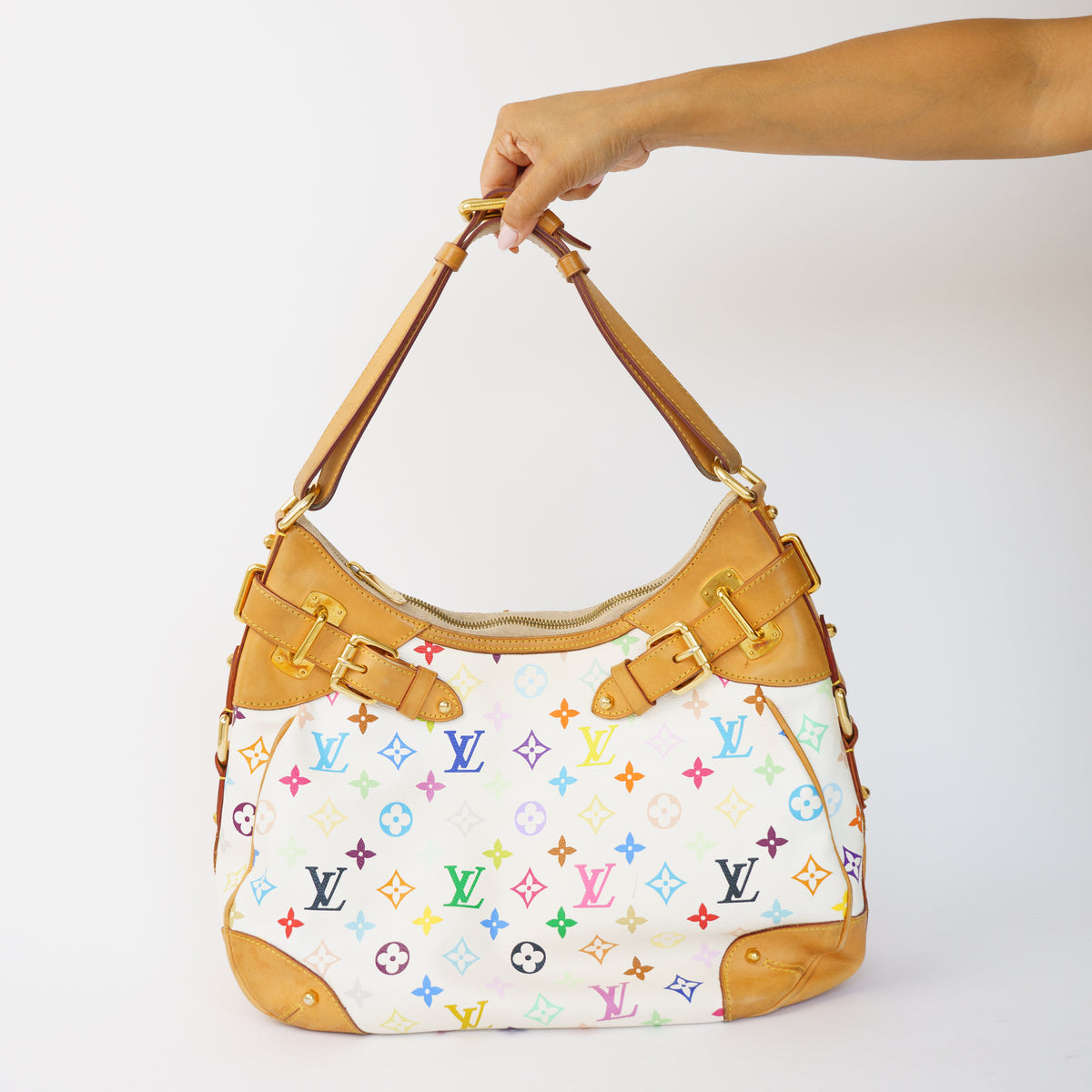 Louis Vuitton  Greta Hobo Bag in White Multicolor Monogram 061026A10