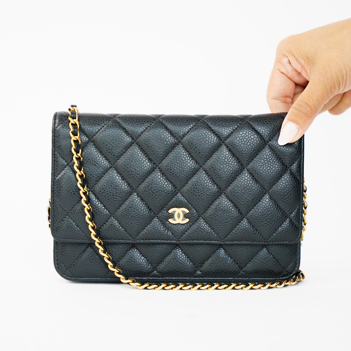 Chanel Wallet on Chain WOC in Black Caviar Leather with Gold Hardware 061026A09