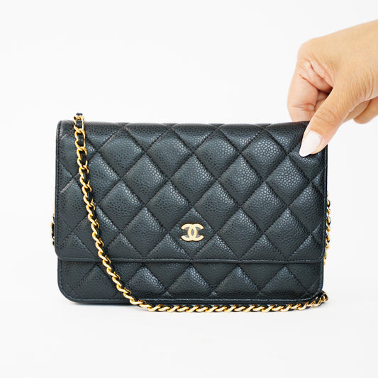 Chanel Wallet on Chain WOC in Black Caviar Leather with Gold Hardware 061026A09