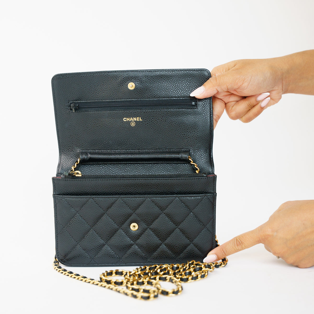 Chanel Wallet on Chain WOC in Black Caviar Leather with Gold Hardware 061026A09