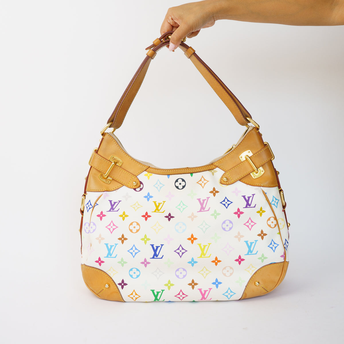 Louis Vuitton  Greta Hobo Bag in White Multicolor Monogram 061026A10