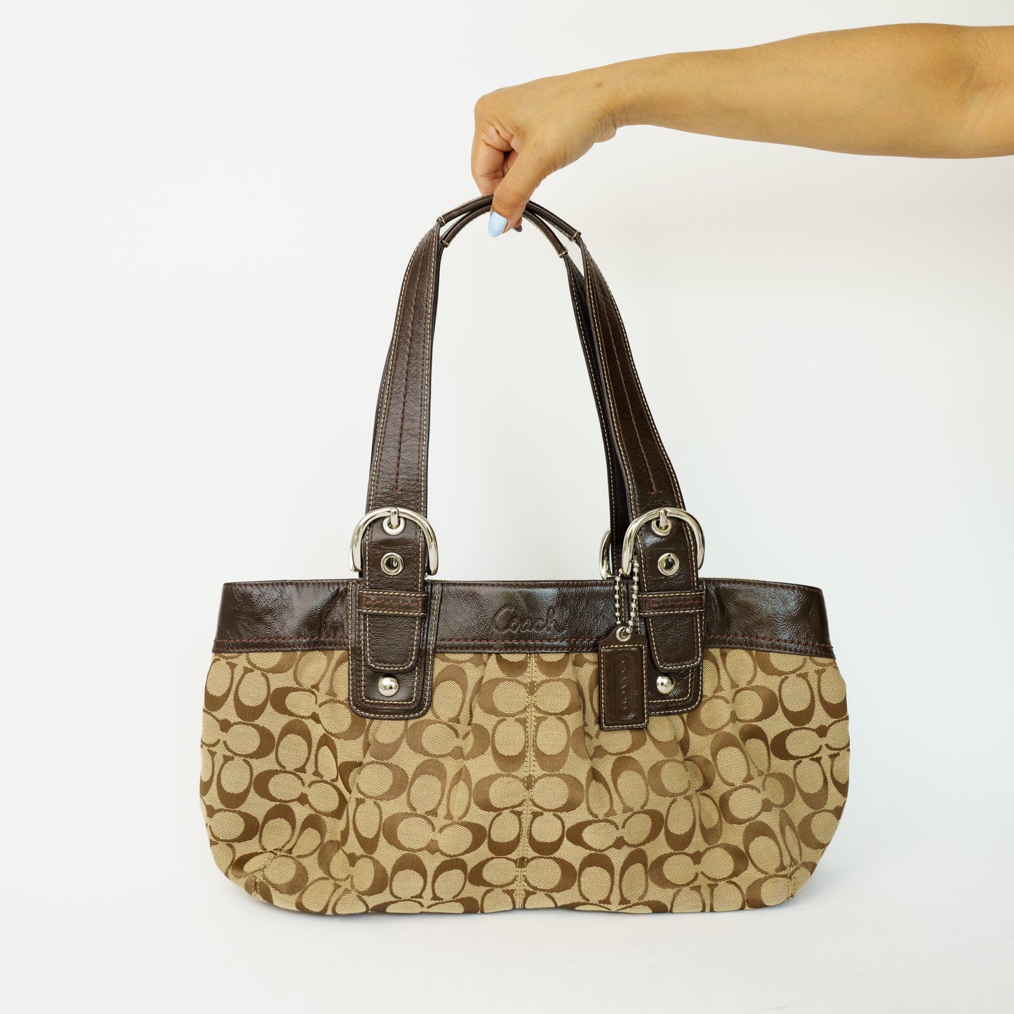 Coach Vintage Soho Pleated in Brown Signature Canvas 090626G03