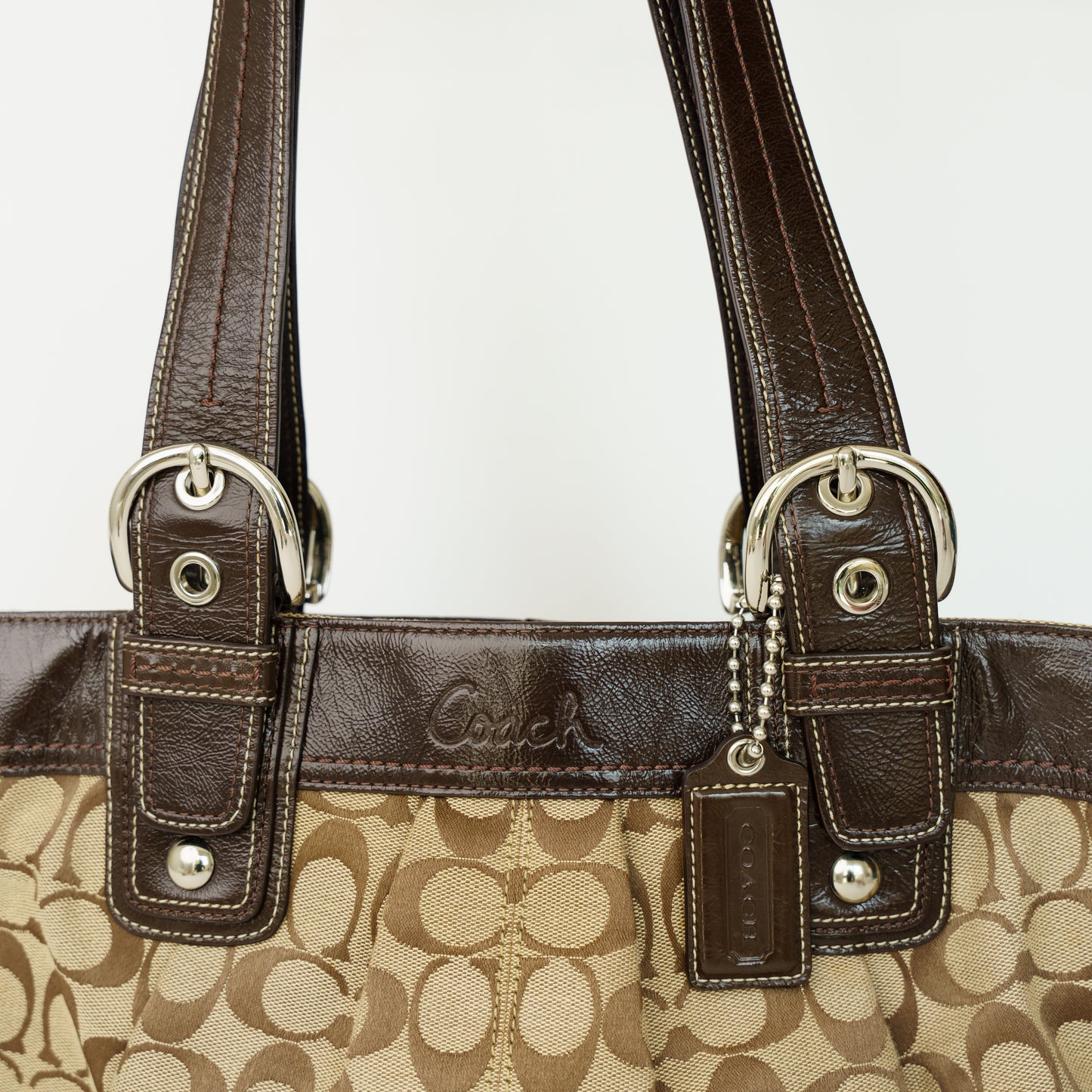 Coach Vintage Soho Pleated in Brown Signature Canvas 090626G03