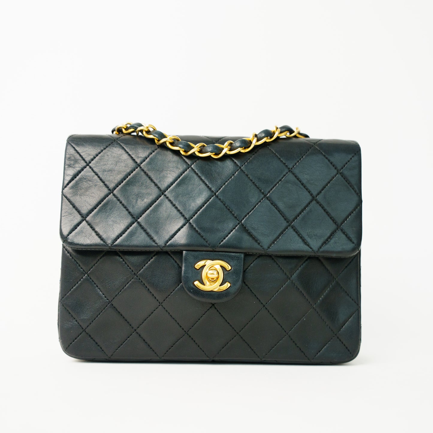 Chanel Classic Flap Mini Square in Black Lambskin with 24K Gold Hardware 090626G01