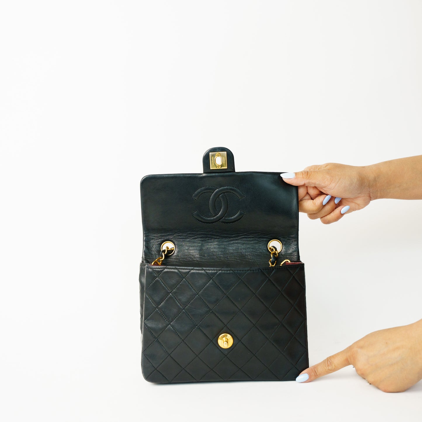 Chanel Classic Flap Mini Square in Black Lambskin with 24K Gold Hardware 090626G01
