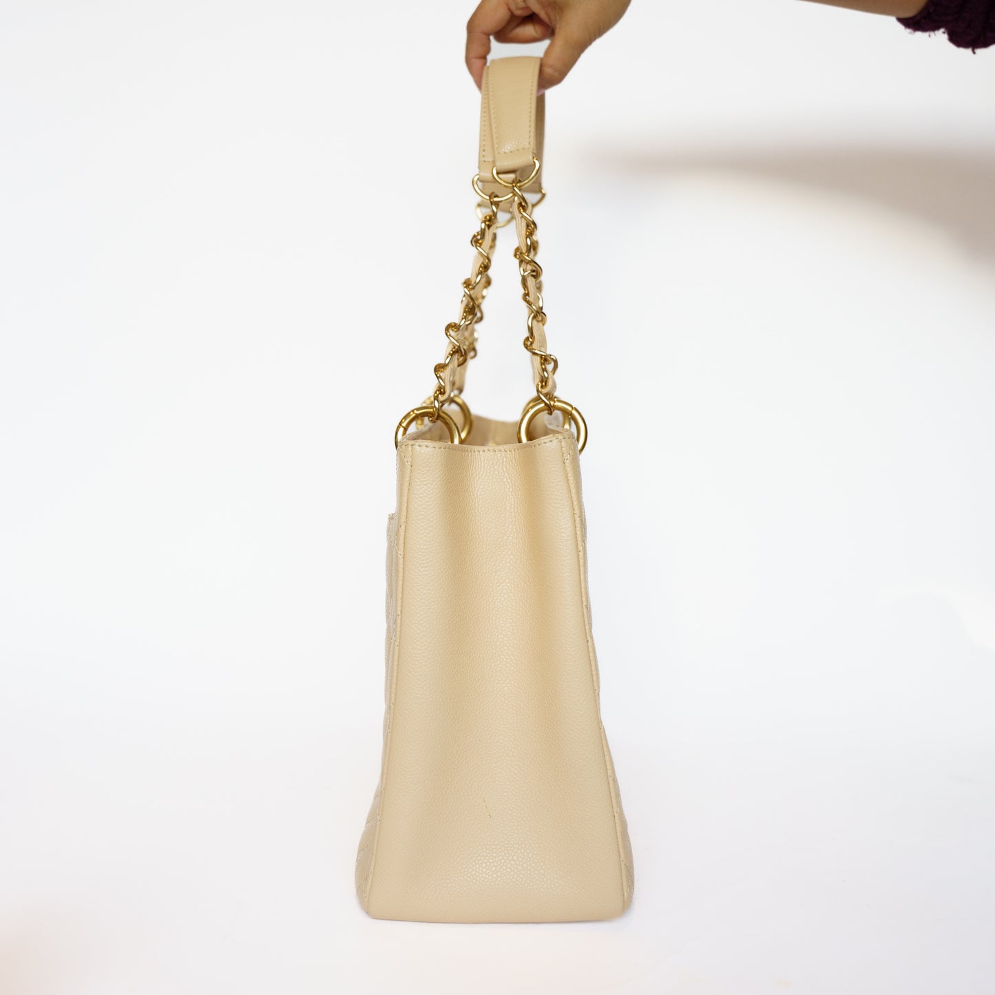 Chanel GST Grand Shopping Tote in Light Beige with Caviar Leather in Gold Hardware 111225B02