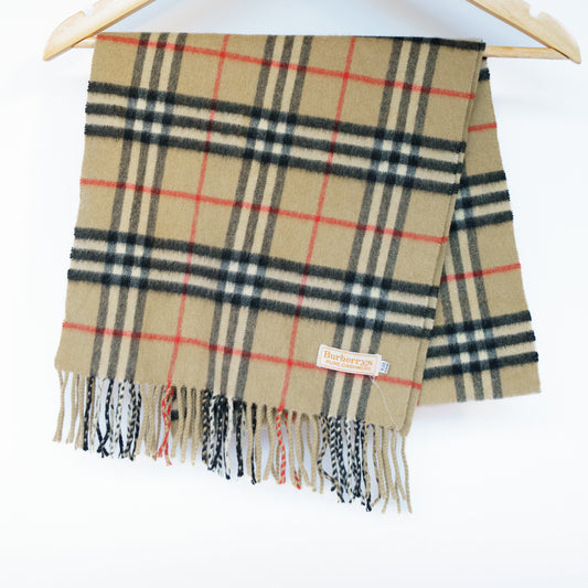 Burberry Cashmere Scarf Light Beige Check 111225B28