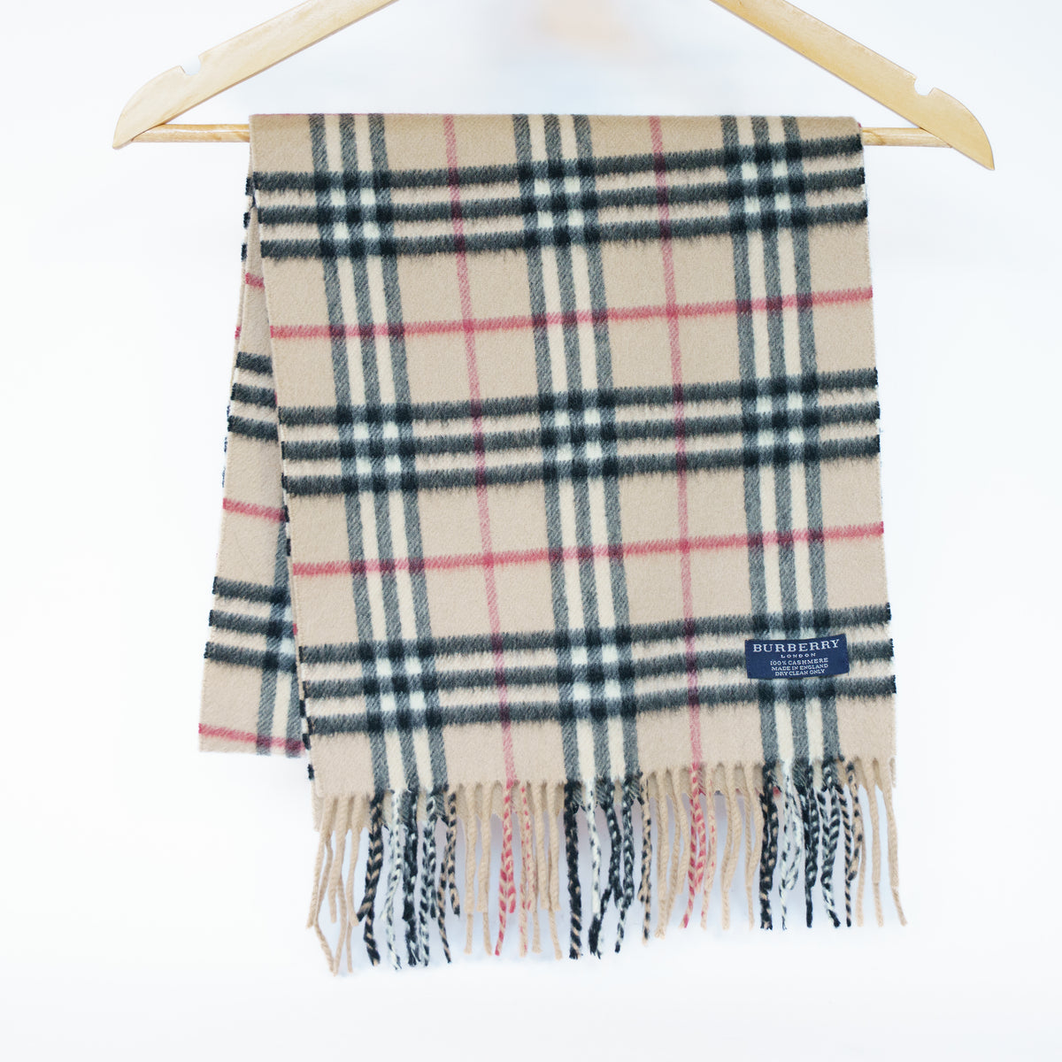 Burberry Cashmere Light Beige Check Scarf 111225B89