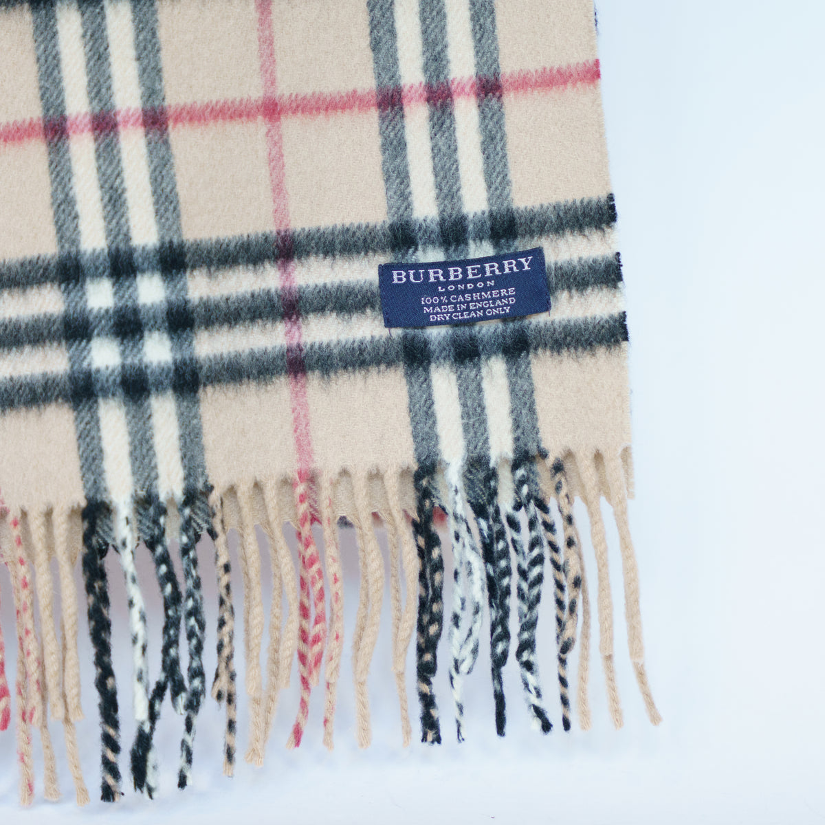 Burberry Cashmere Light Beige Check Scarf 111225B89
