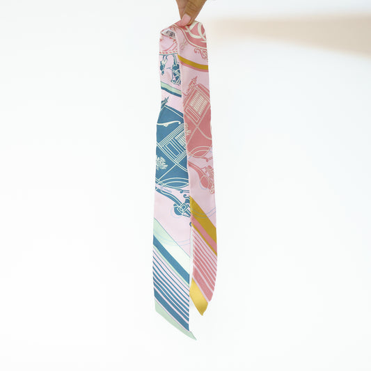 Hermes Twilly Ex-Libris Marble Silk Twilly Scarf 111225B31