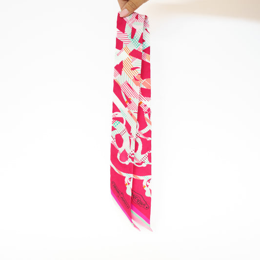 Hermes Twilly Cavalcadour Mroninng Framboise Rose Silk 111225B46