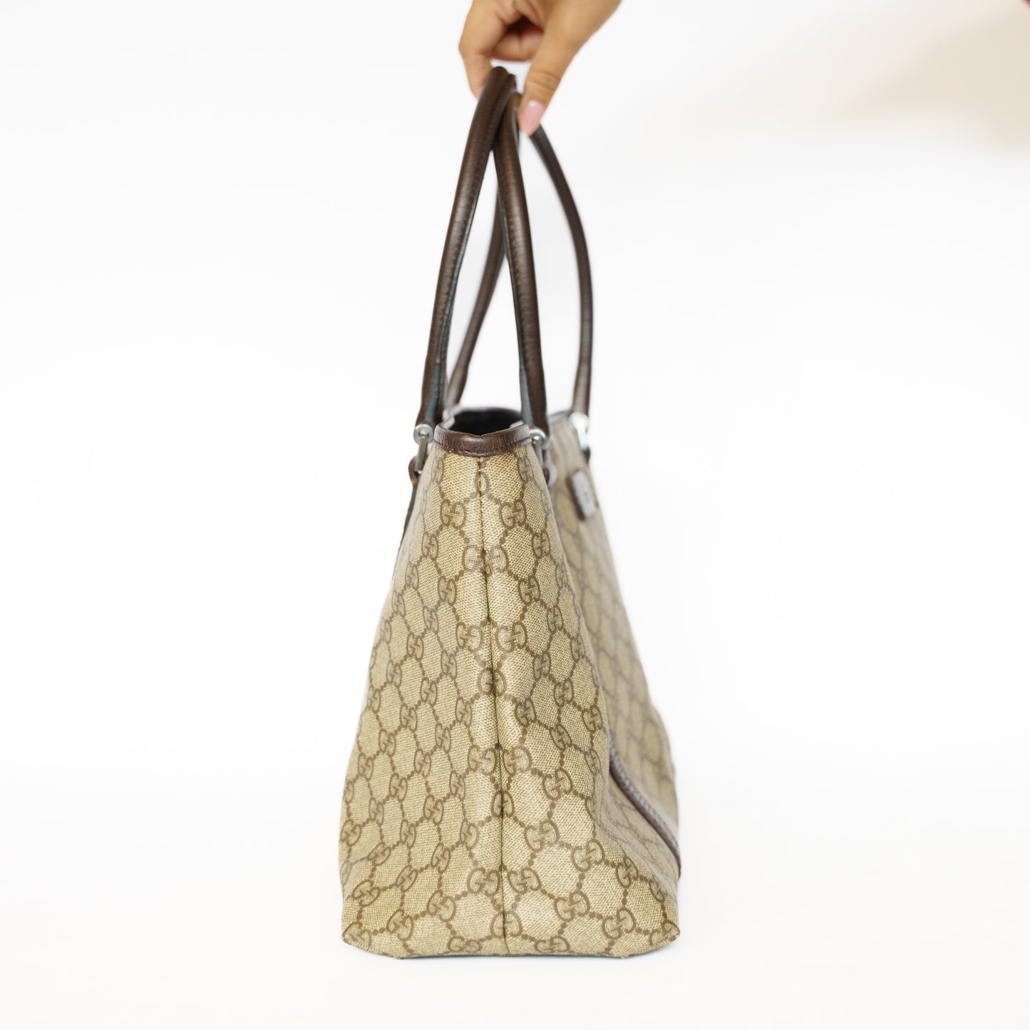 Gucci GG Supreme Tote Canvas & Leather Bag 111225B38