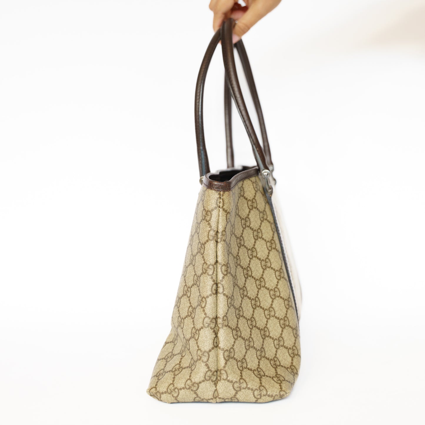 Gucci GG Supreme Tote Canvas & Leather Bag 111225B38