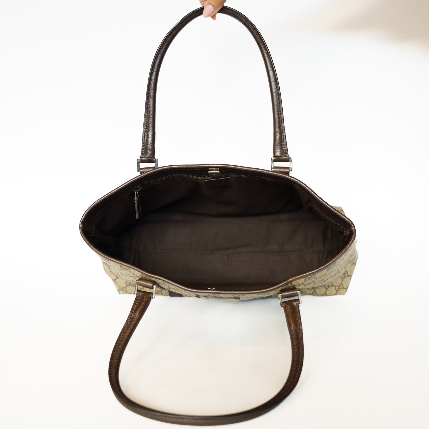 Gucci GG Supreme Tote Canvas & Leather Bag 111225B38