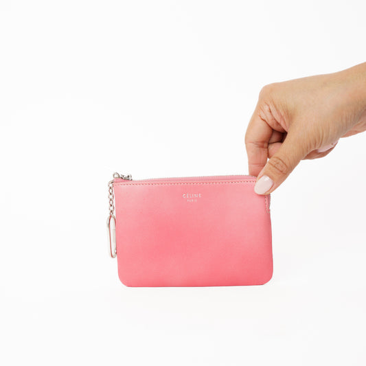 Celine Zippered Coin  Pouch Leather 160126B30