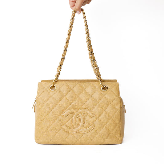 Chanel Timeless Petite Tote in Dark Beige Caviar Leather 160126B06