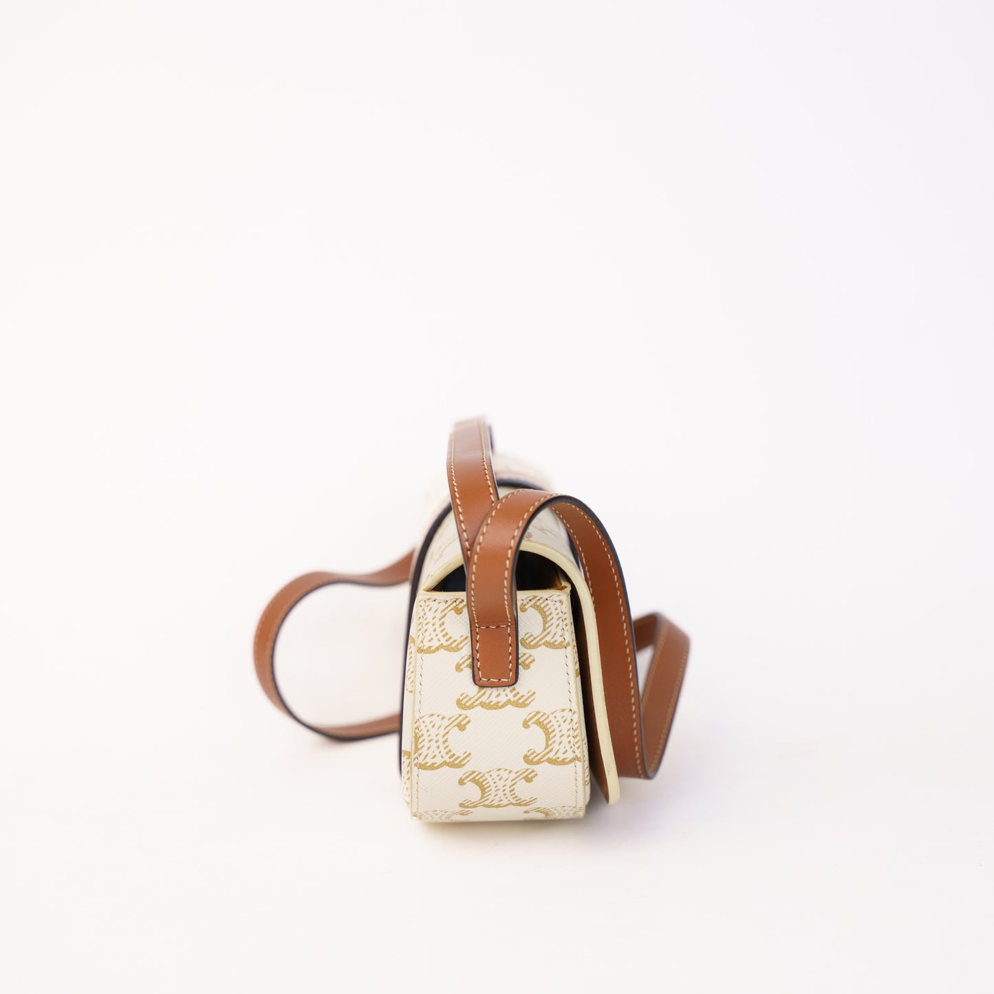 Celine Tabou Clutch on Strap in Triomphe Canvas Calfskin Leather 160326J08