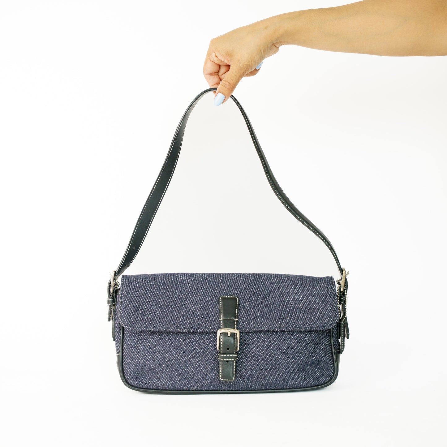 Coach Hampton Baguette Denim Shoulder Bag 160626S14