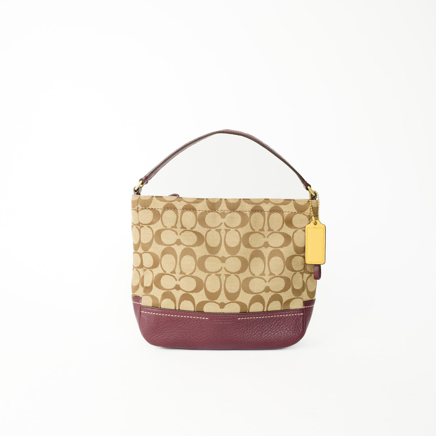 Coach Signature Canvas Shoulder Bag with Purple Leather Trim 160626S15