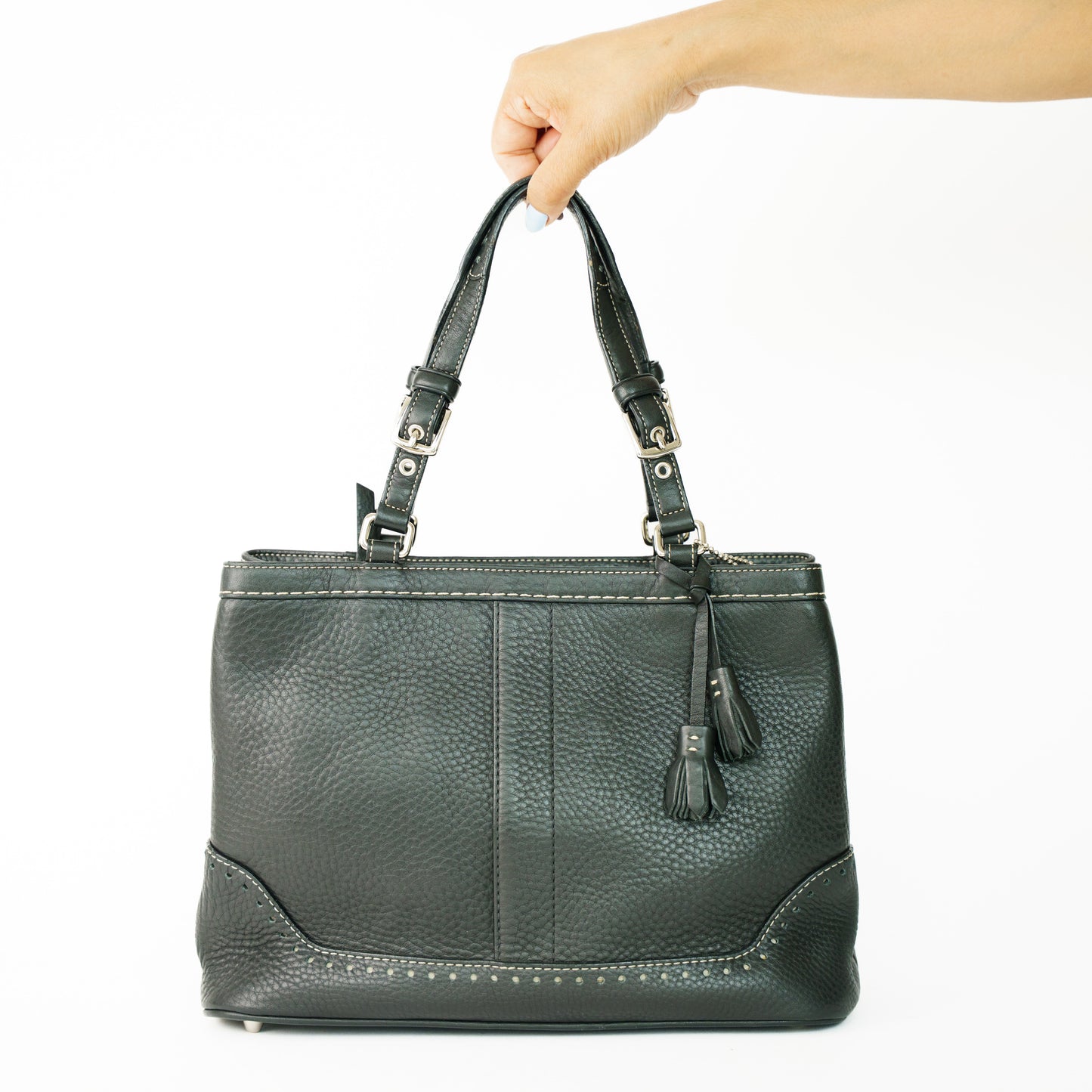 Coach Hampton Pebbled Soft Black Satchel Bag 160626U01