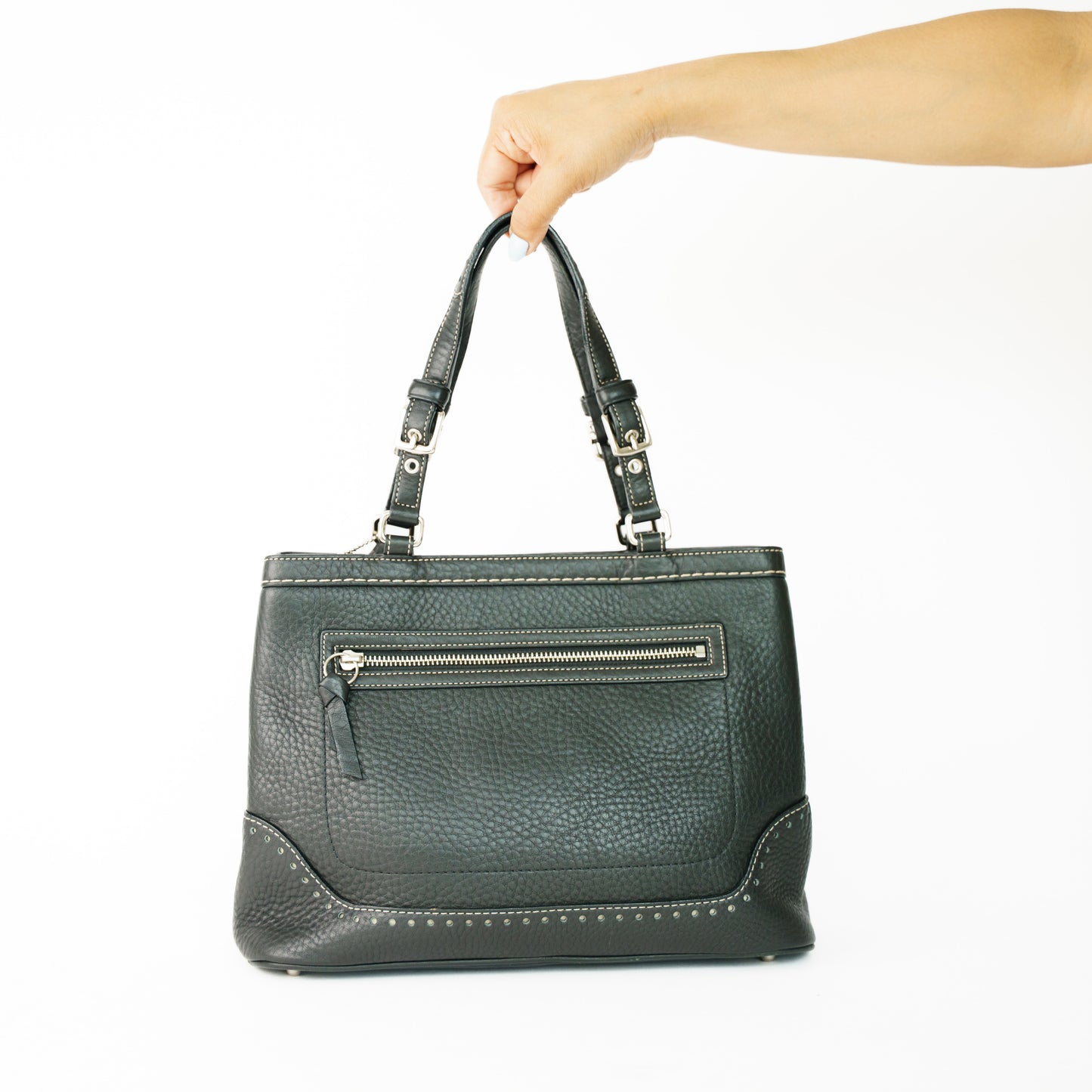 Coach Hampton Pebbled Soft Black Satchel Bag 160626U01