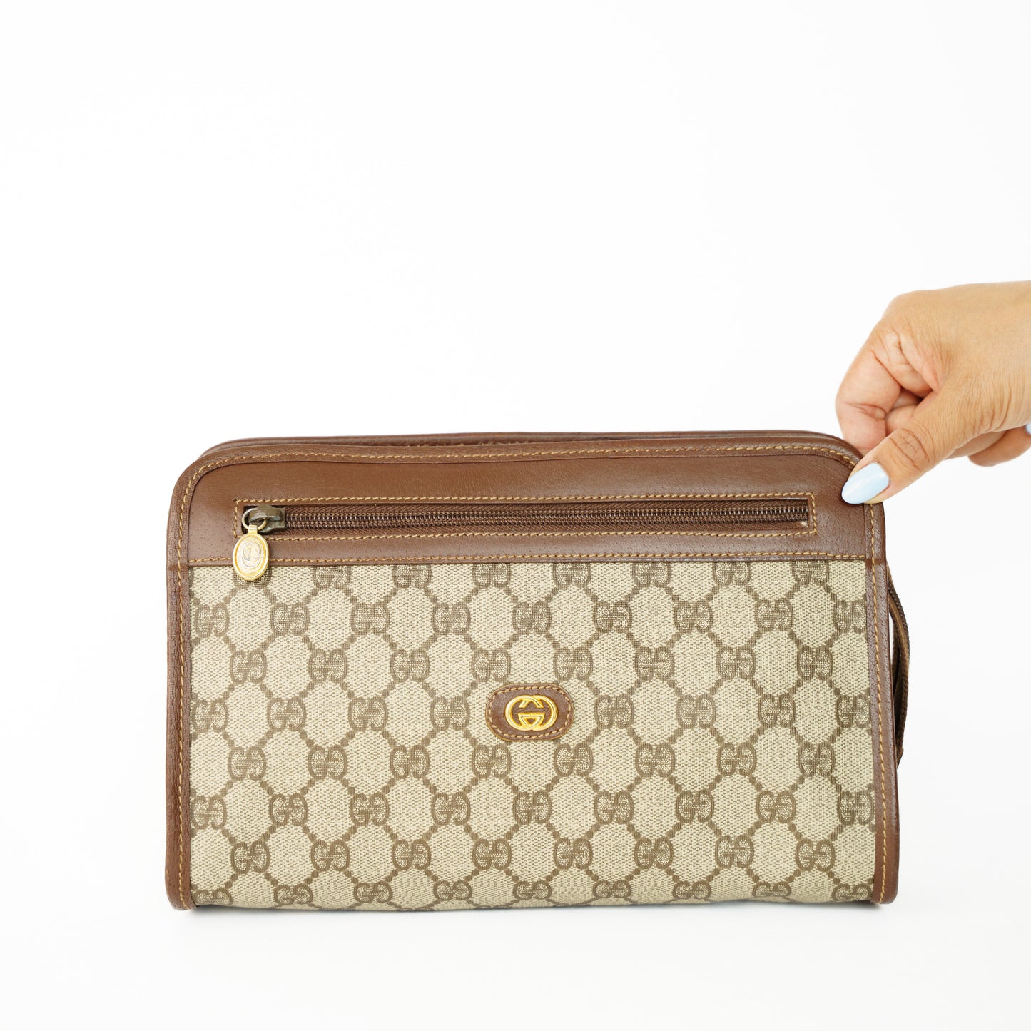 Gucci Vintage Canvas & Leather Clutch Bag 160626U08