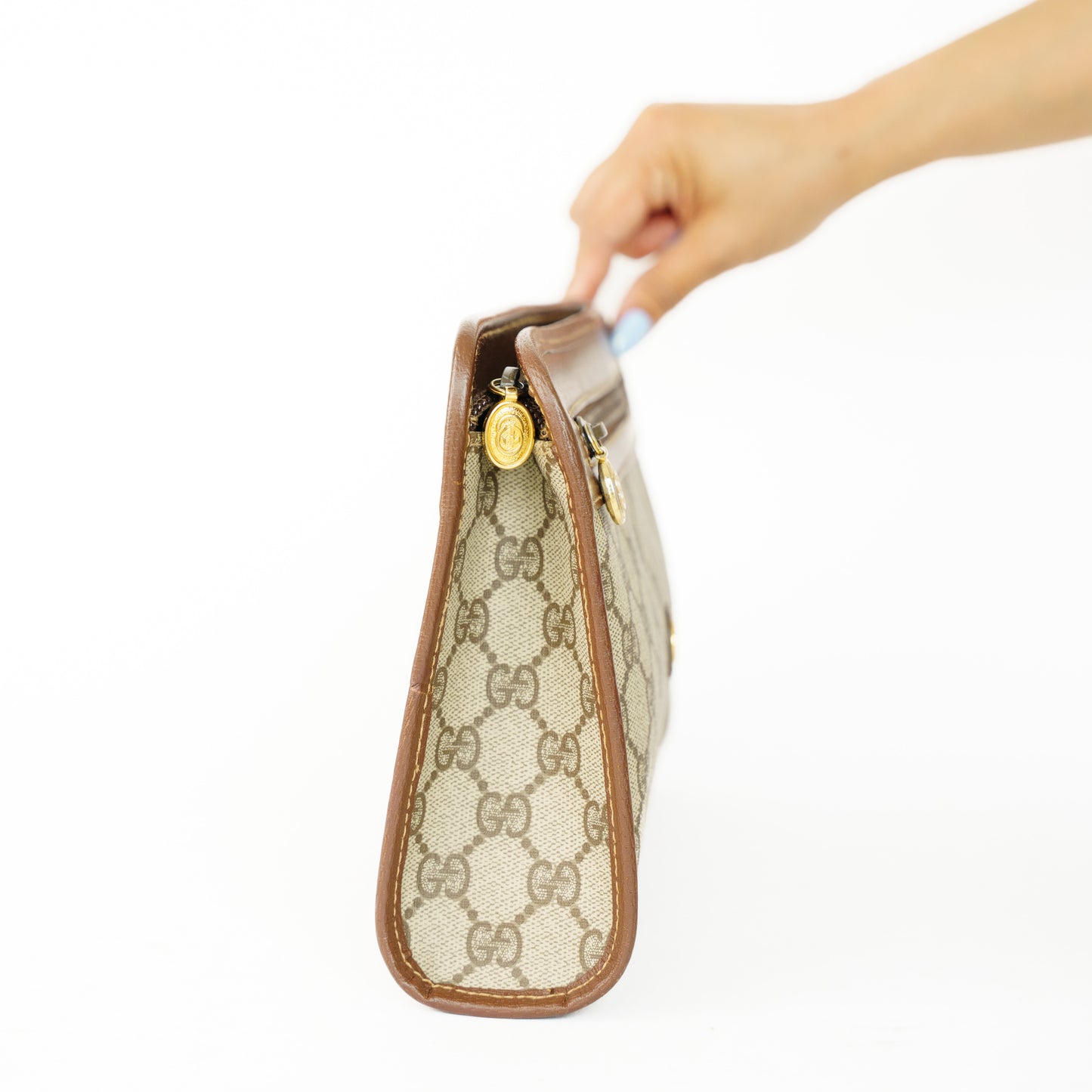 Gucci Vintage Canvas & Leather Clutch Bag 160626U08