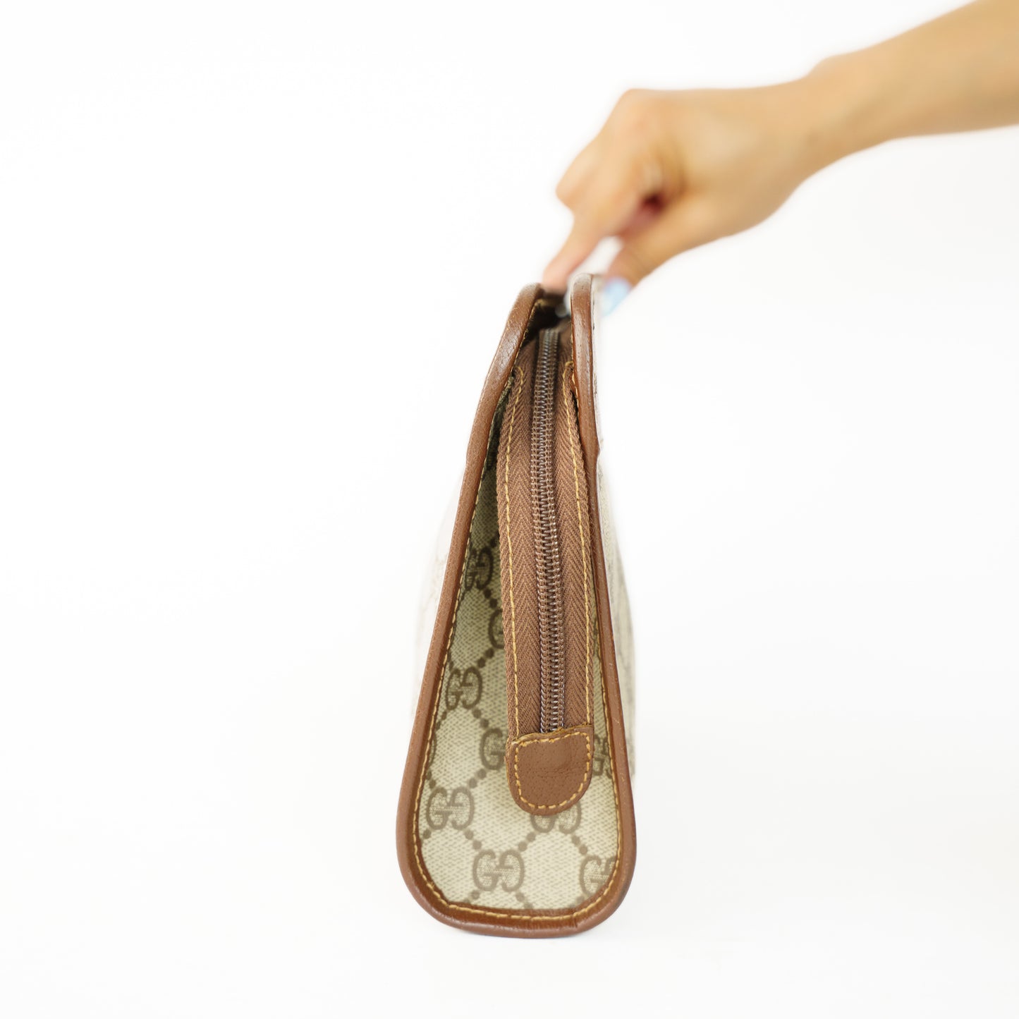 Gucci Vintage Canvas & Leather Clutch Bag 160626U08