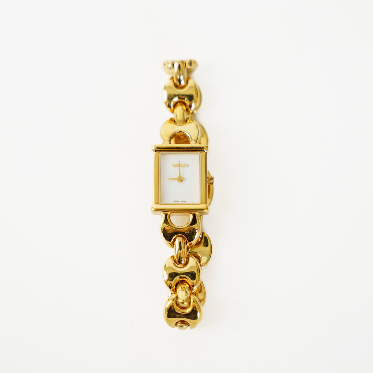 Gucci 1800L Watch Gold Plated Horsebit Bracelet Leather Straps Quartz 160626U09