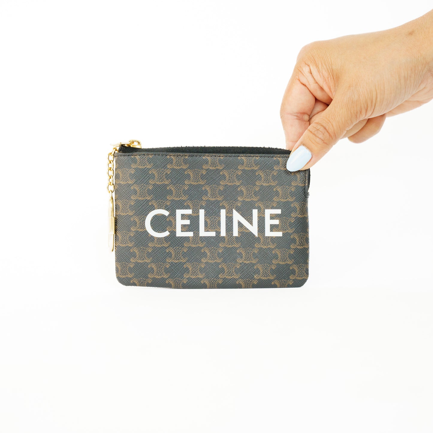Celine Triomphe Key Coin Pouch in Triomphe Canvas 160626A18