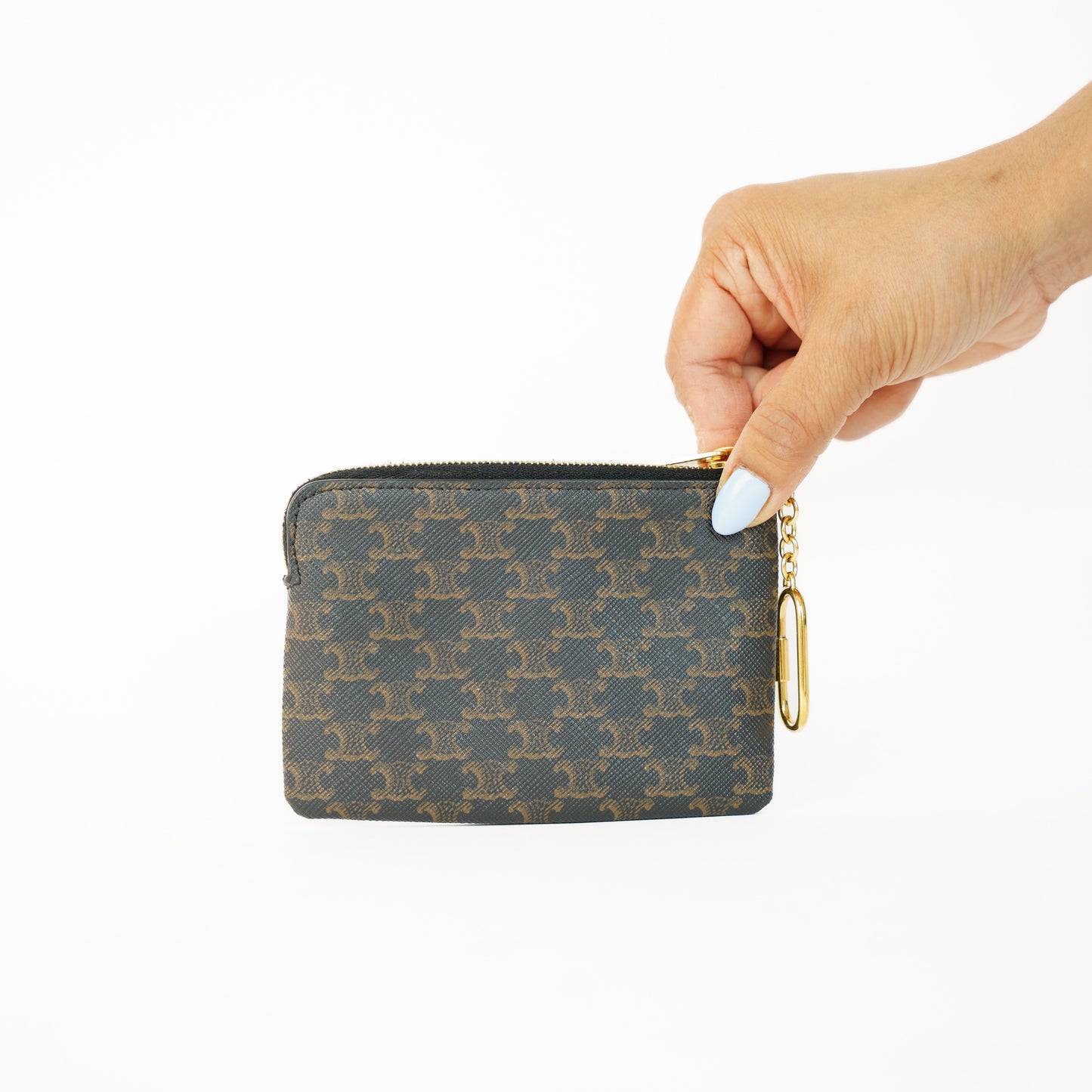Celine Triomphe Key Coin Pouch in Triomphe Canvas 160626A18