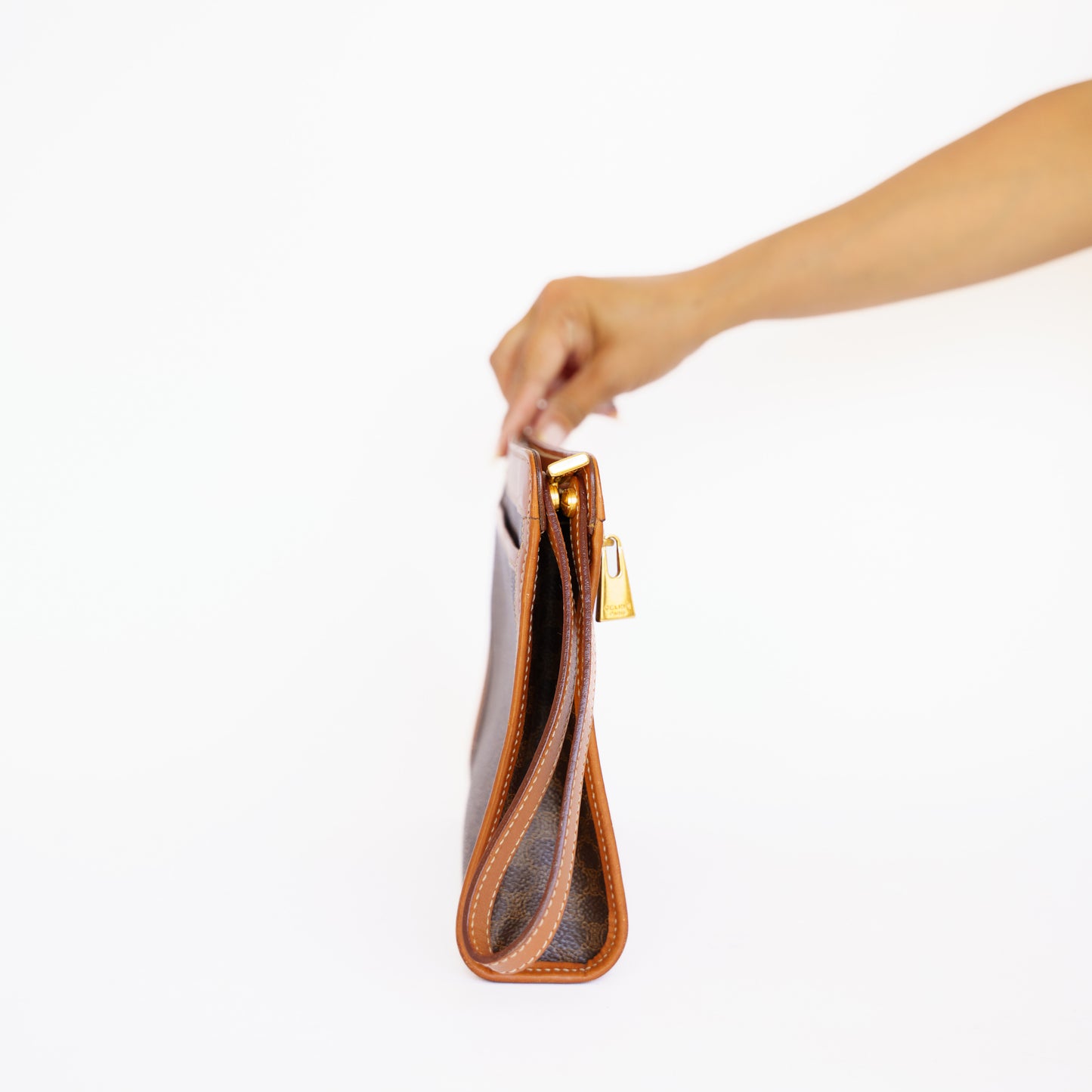 Celine Brown Macadam Toiletry Pouch Clutch 160726A10