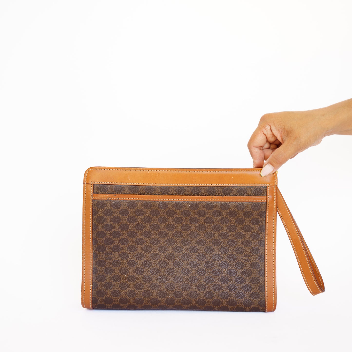 Celine Brown Macadam Toiletry Pouch Clutch 160726A10