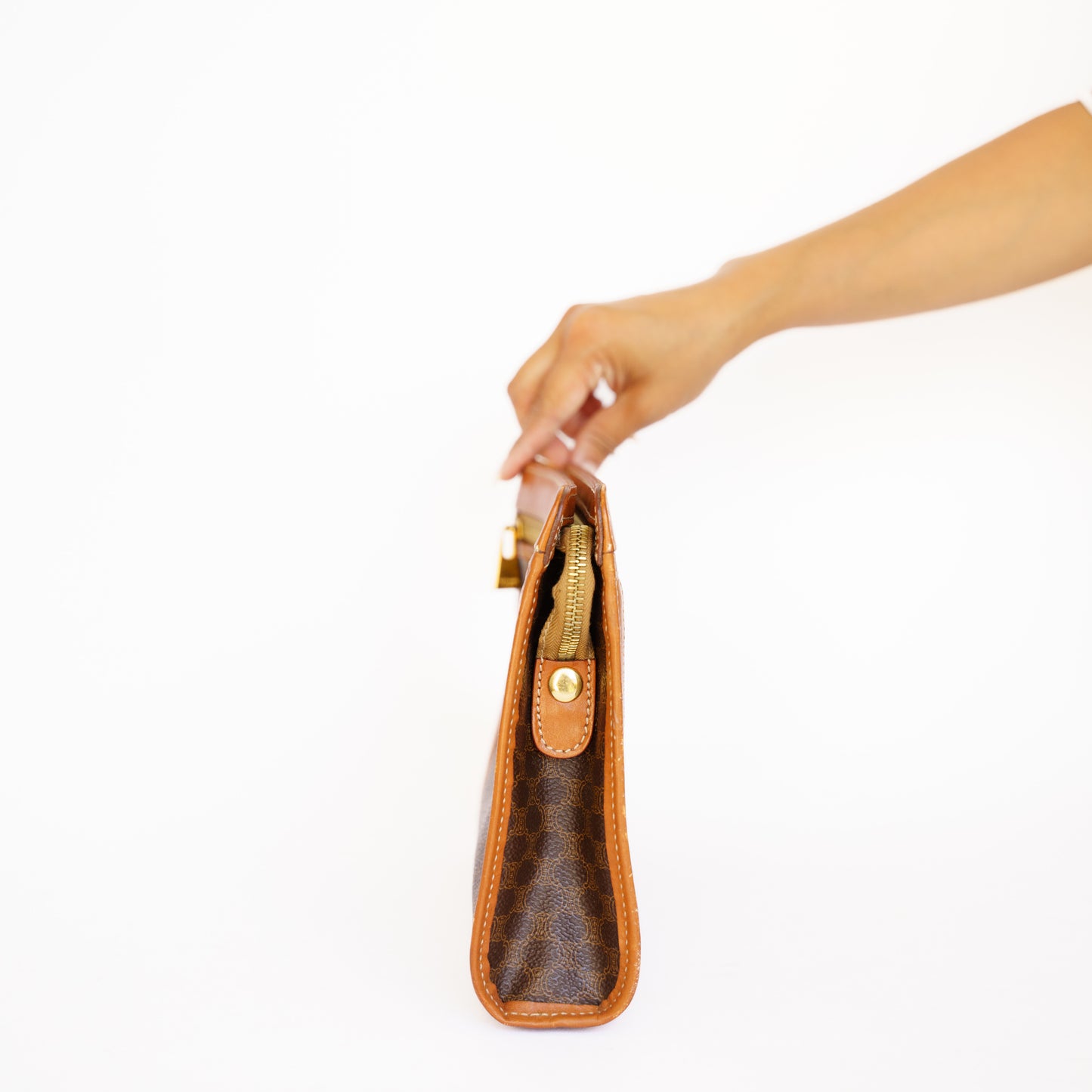 Celine Brown Macadam Toiletry Pouch Clutch 160726A10