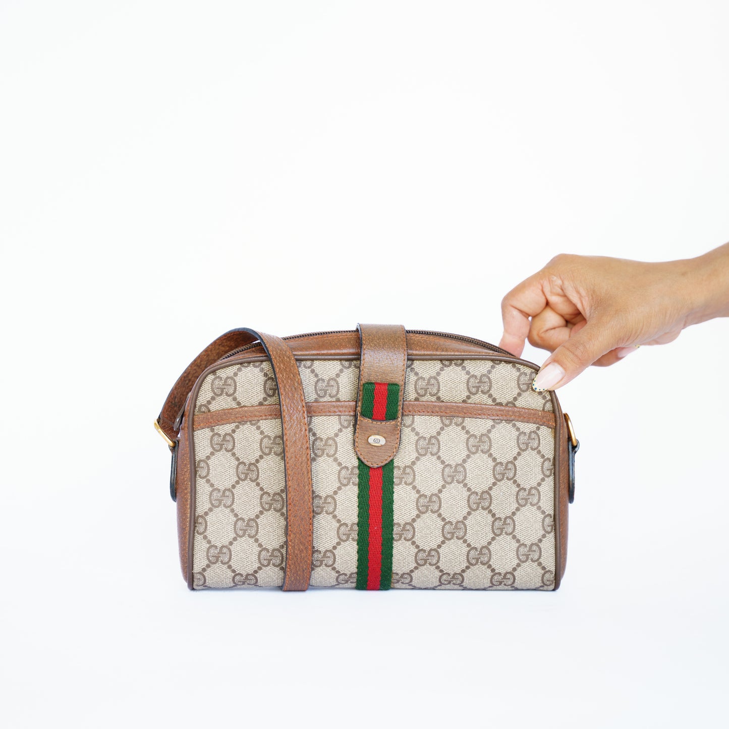 Gucci GG Supreme Web Sherry Line Crossbody Bag 160726A03