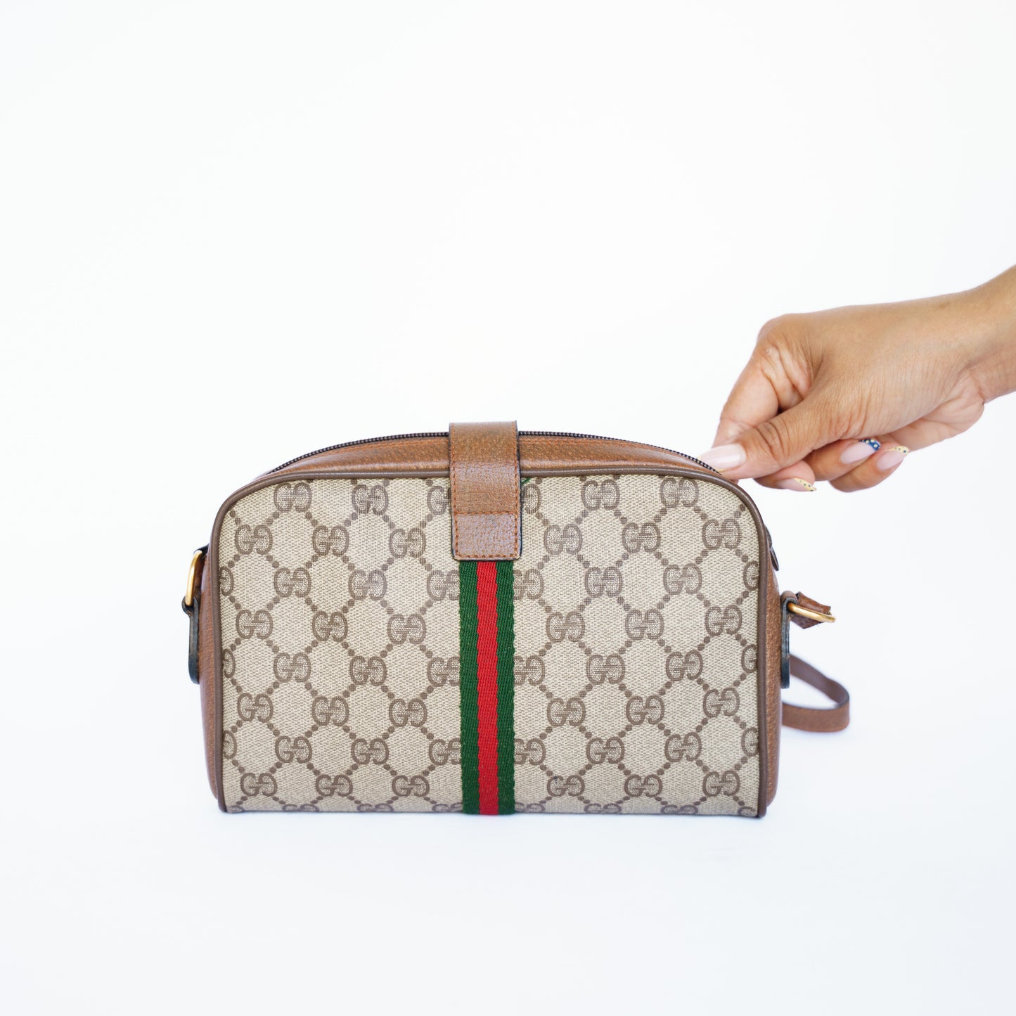 Gucci GG Supreme Web Sherry Line Crossbody Bag 160726A03