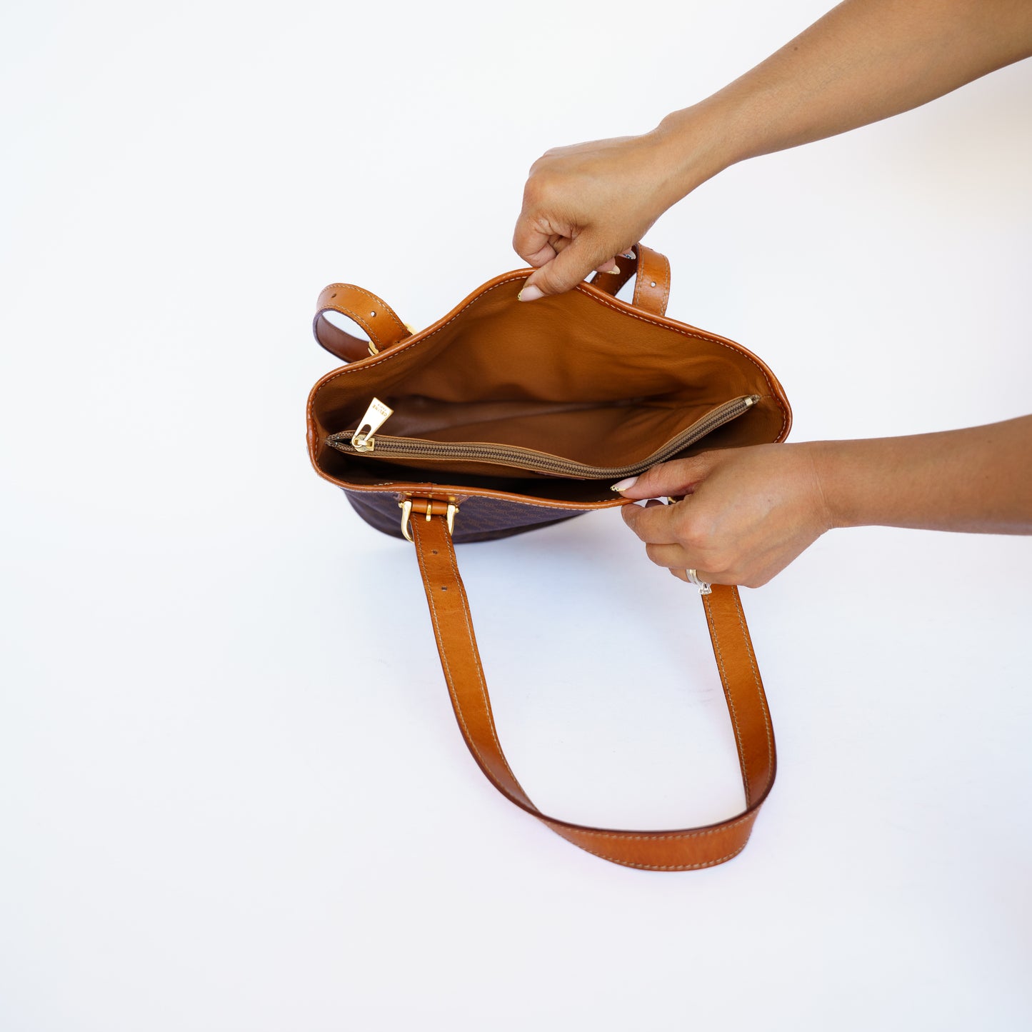 Celine Vintage Bucket Bag in Brown Macadam 160726S02