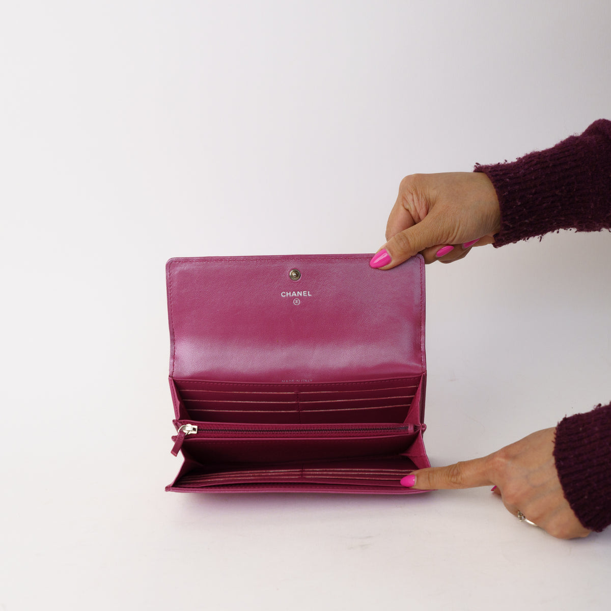 Chanel Camellia Embossed Long Flap Wallet 190226E07