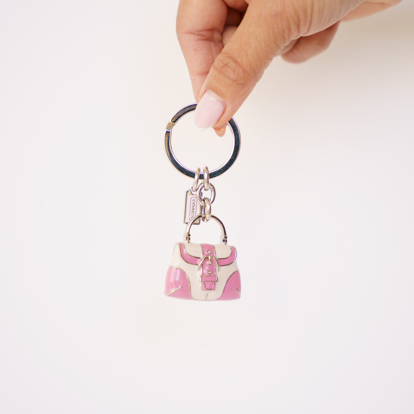 Coach Pink Bag Charm Key Ring Handbag 190326D27