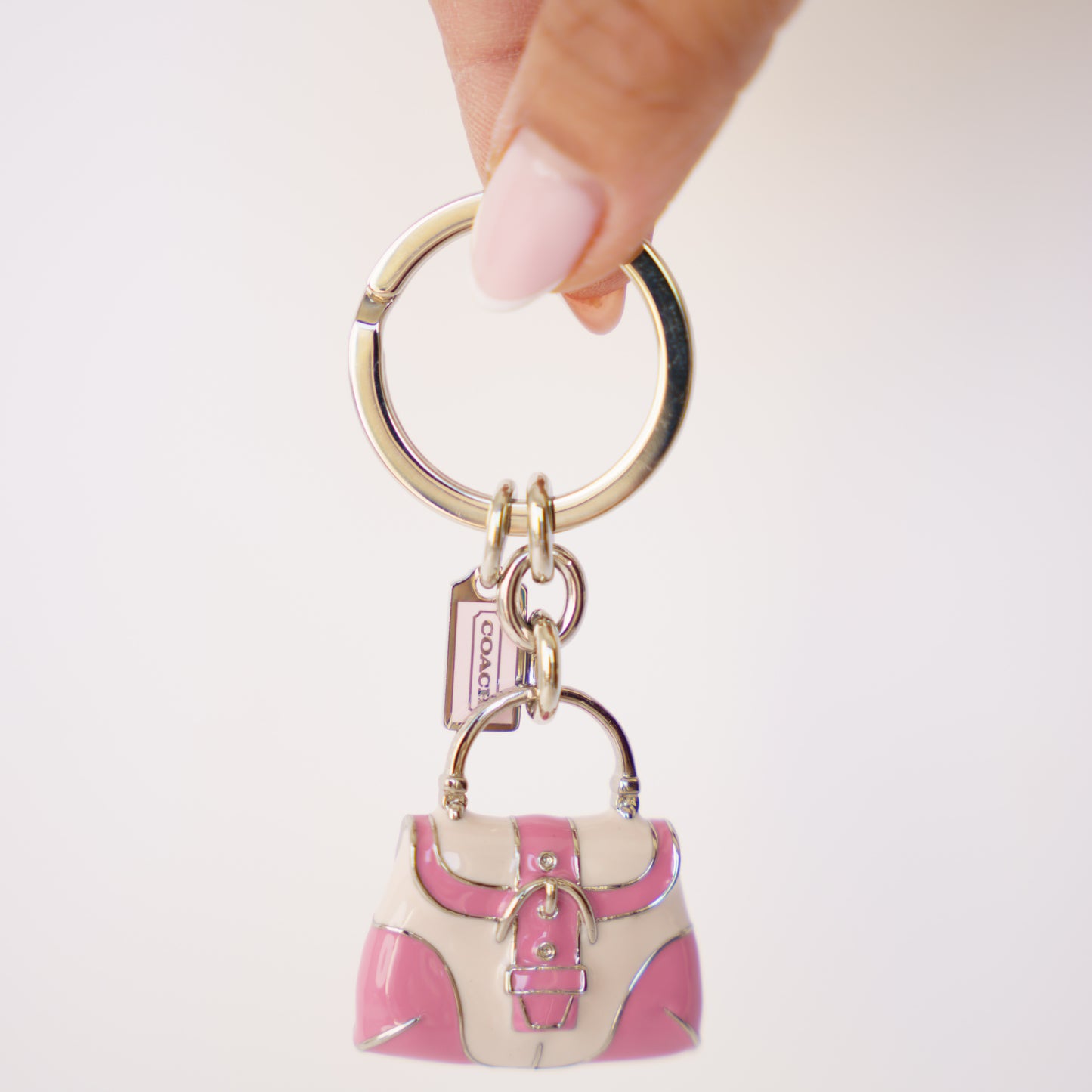 Coach Pink Bag Charm Key Ring Handbag 190326D27