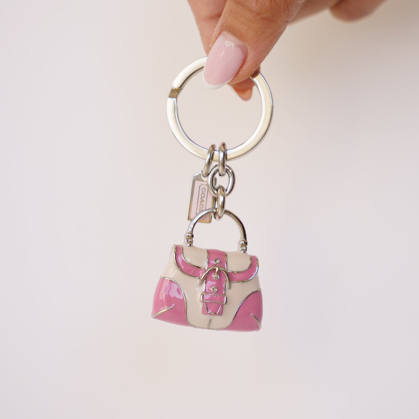 Coach Pink Bag Charm Key Ring Handbag 190326D27