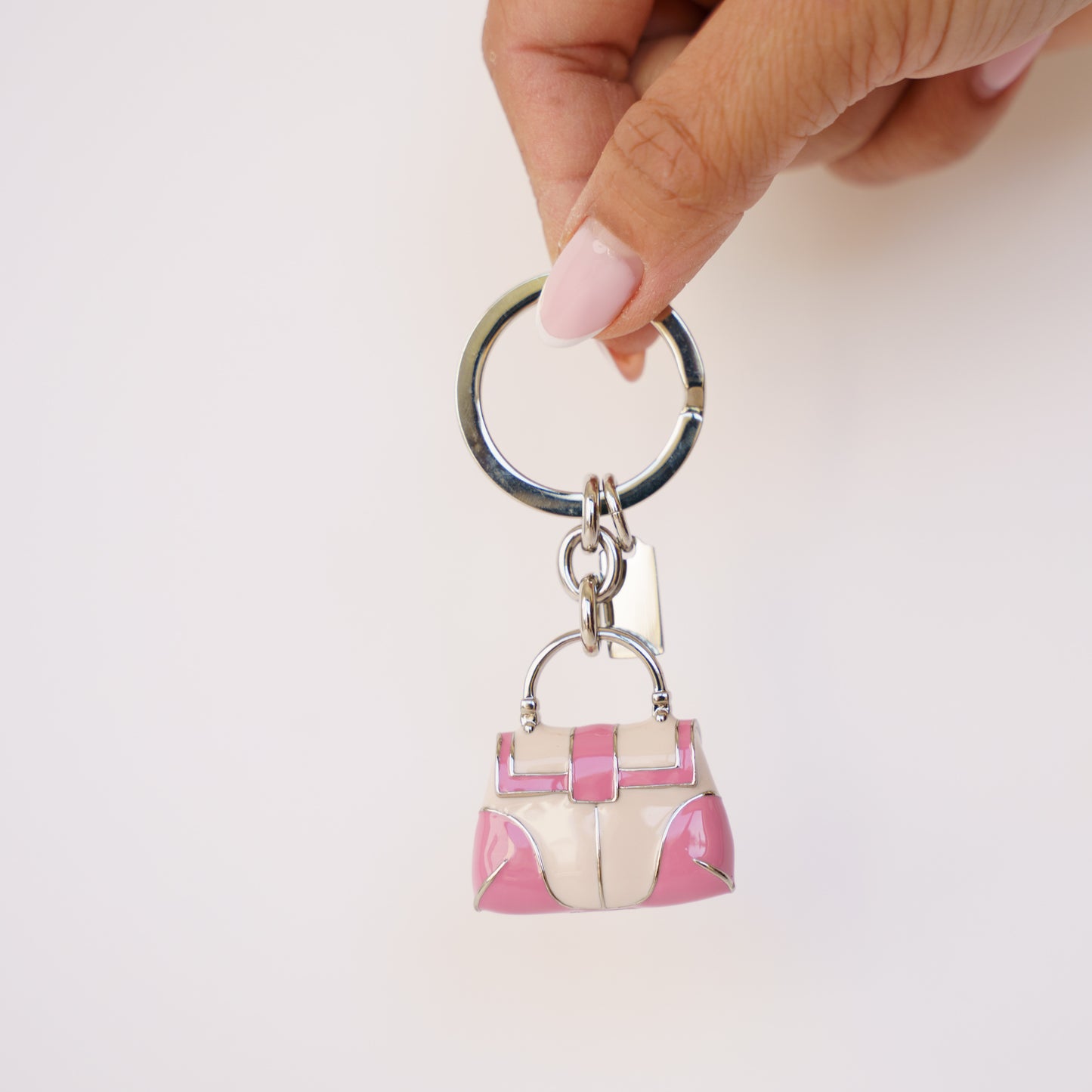 Coach Pink Bag Charm Key Ring Handbag 190326D27