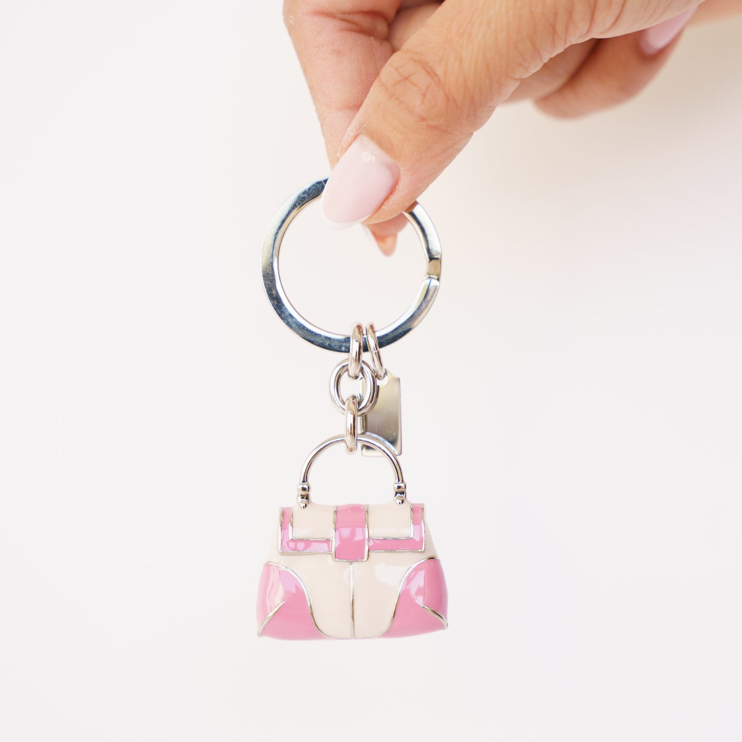 Coach Pink Bag Charm Key Ring Handbag 190326D27