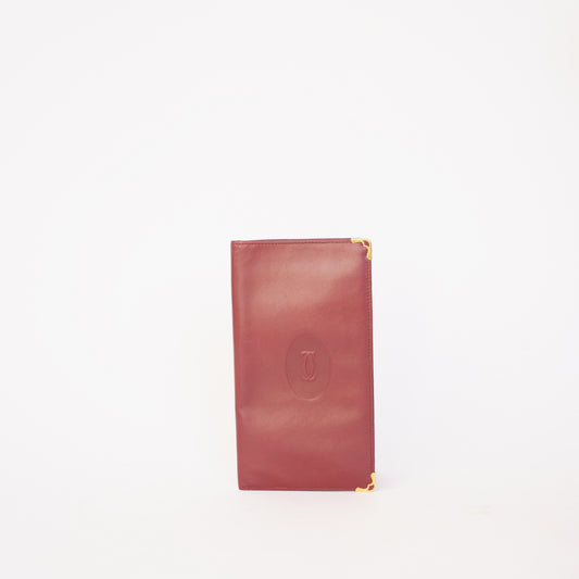 Cartier Burgundy Passport Cover Bifold Long Wallet in Burgundy 190326D83
