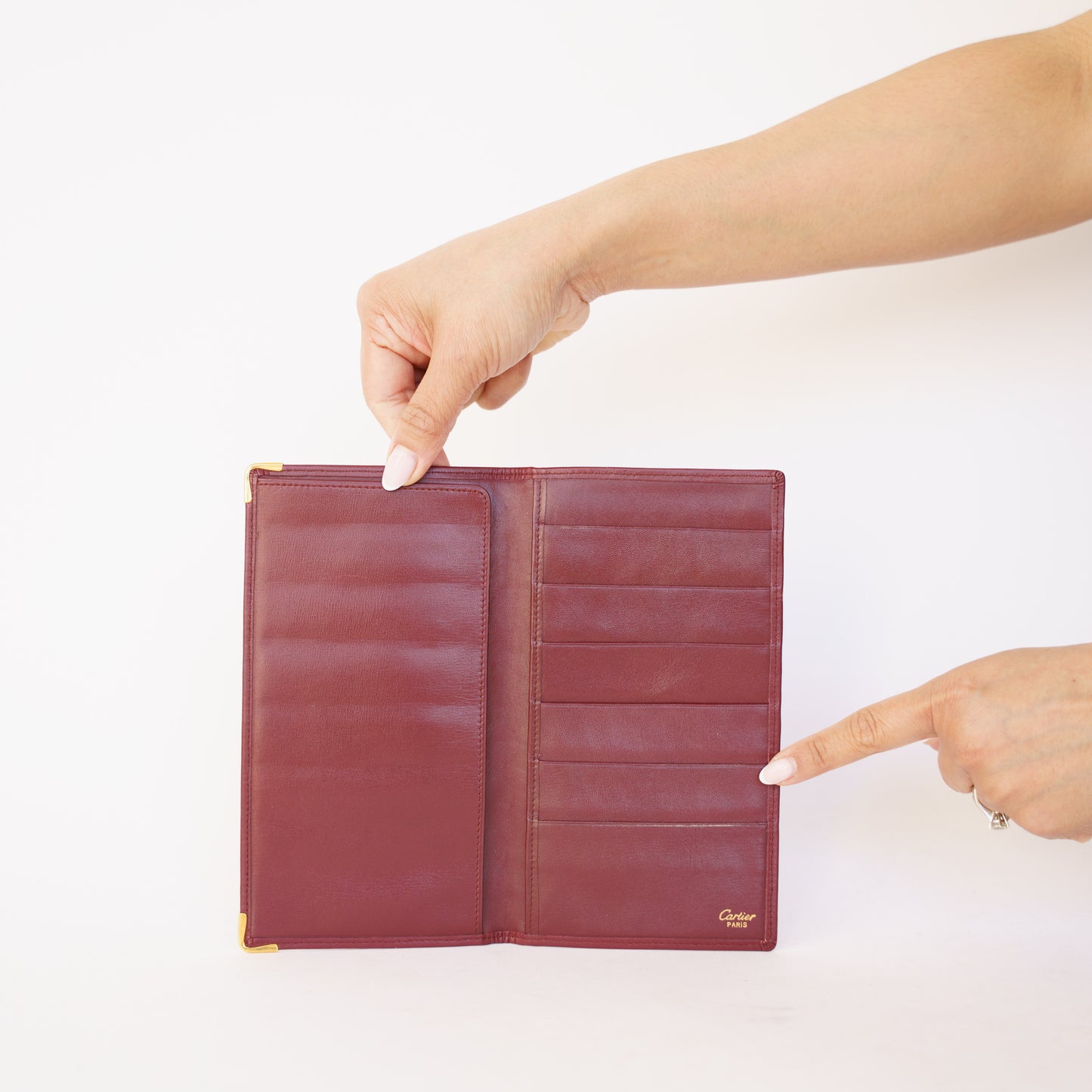 Cartier Burgundy Passport Cover Bifold Long Wallet in Burgundy 190326D83