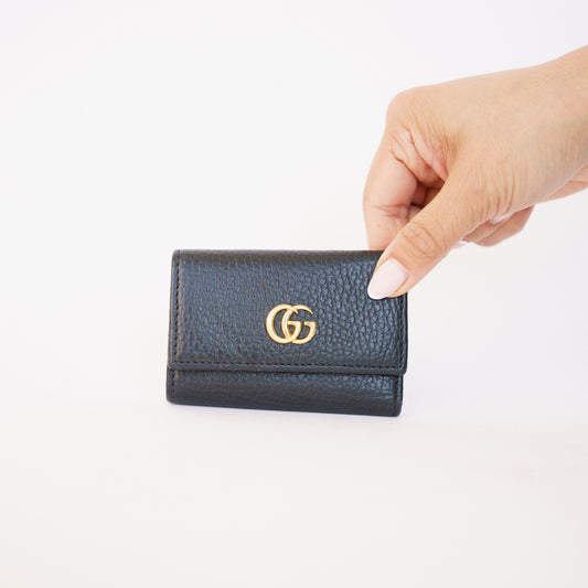 Gucci Black 6 Key Holder Gold Hardware 190326D80