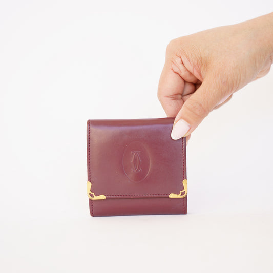 Cartier Must de Cartier Burgundy Leather Coin Pouch 190326D72