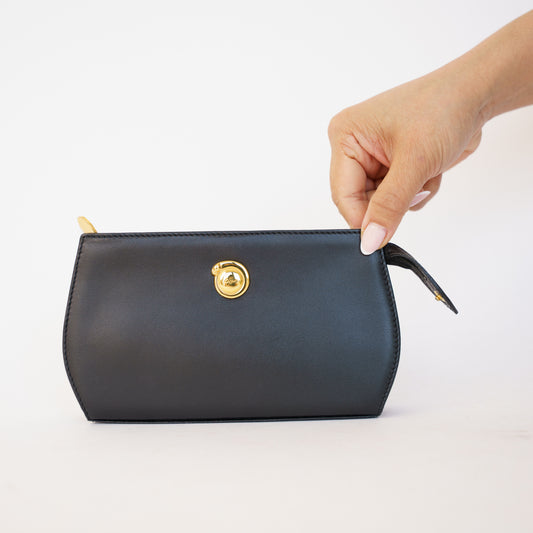 Cartier Black Cosmetic Pouch Gold Hardware 190326D69