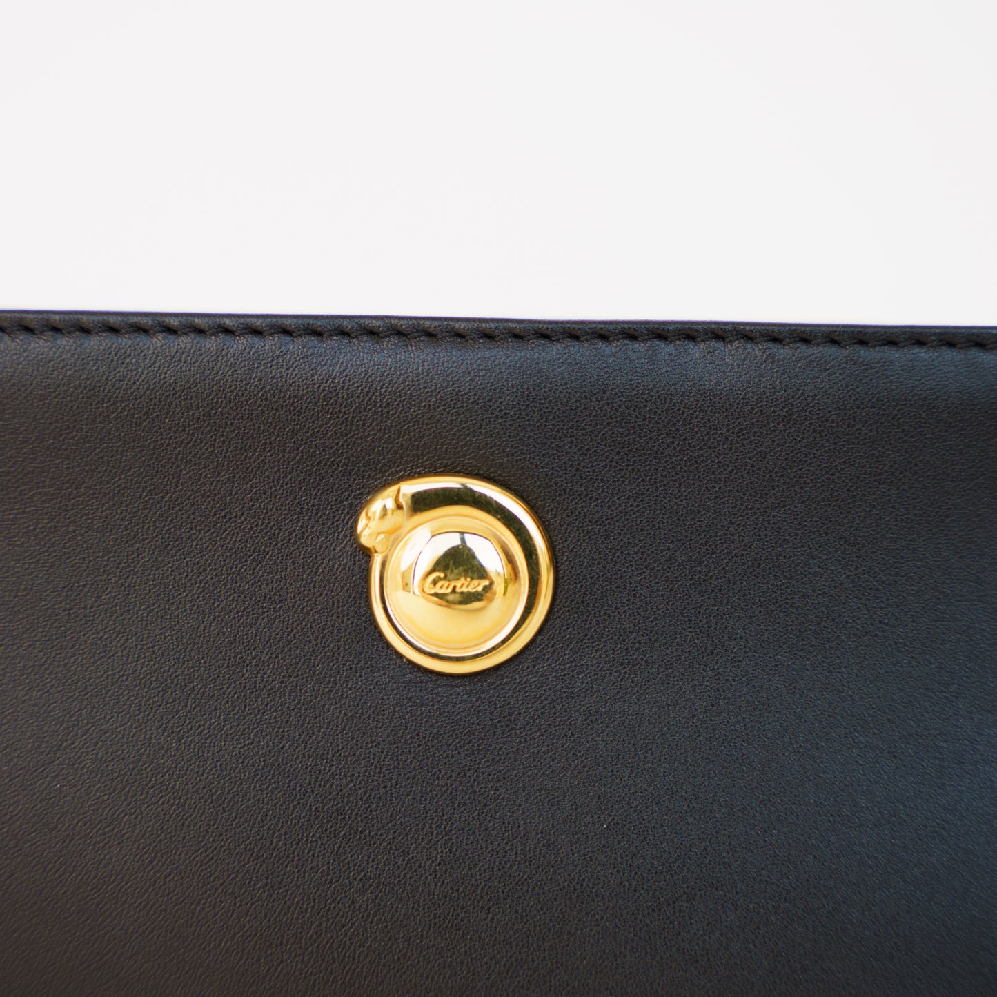 Cartier Black Cosmetic Pouch Gold Hardware 190326D69